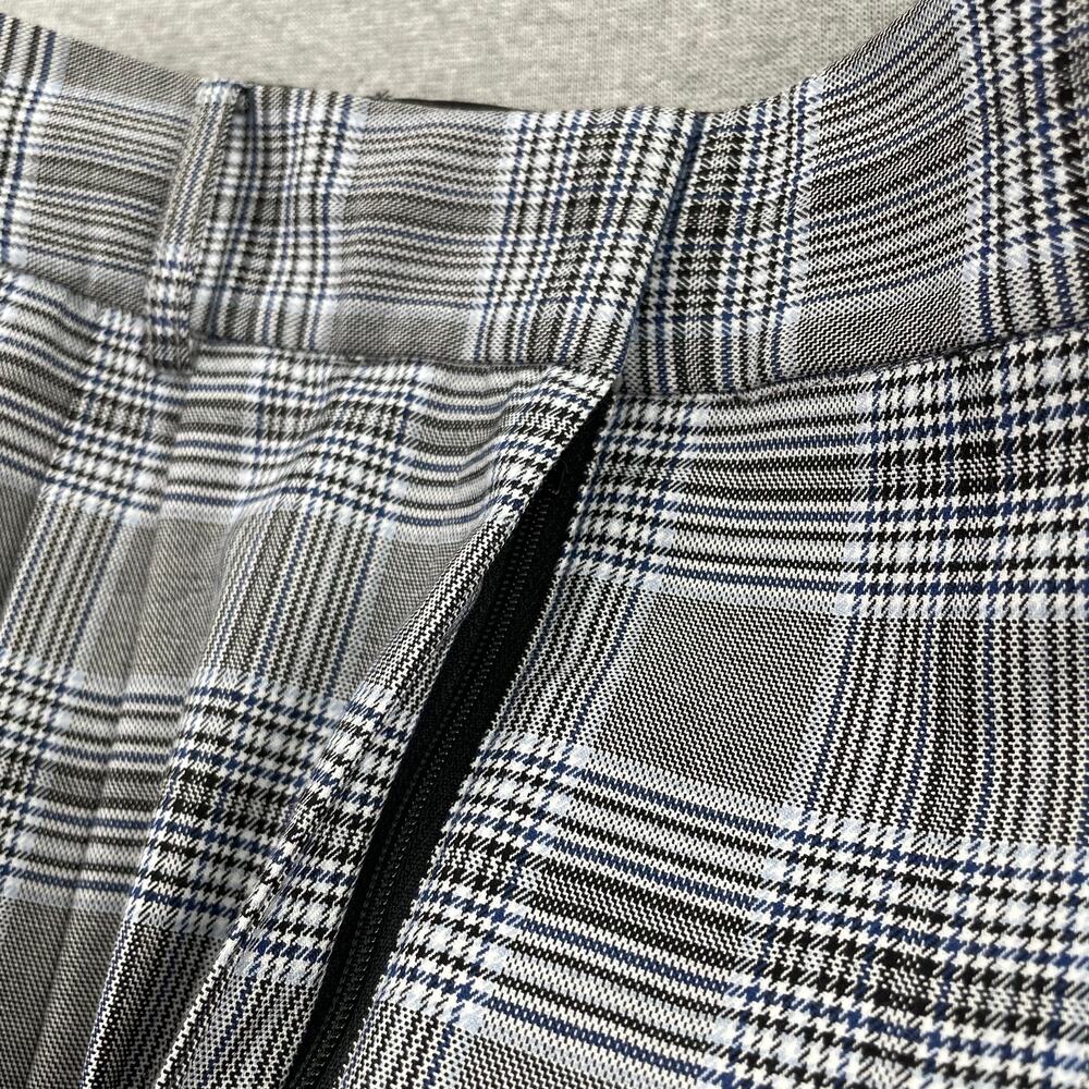 Nordstrom Womens High Waist Pleated Pants 10 Glen Plaid Black Blue Check Trouser - Picture 14 of 16